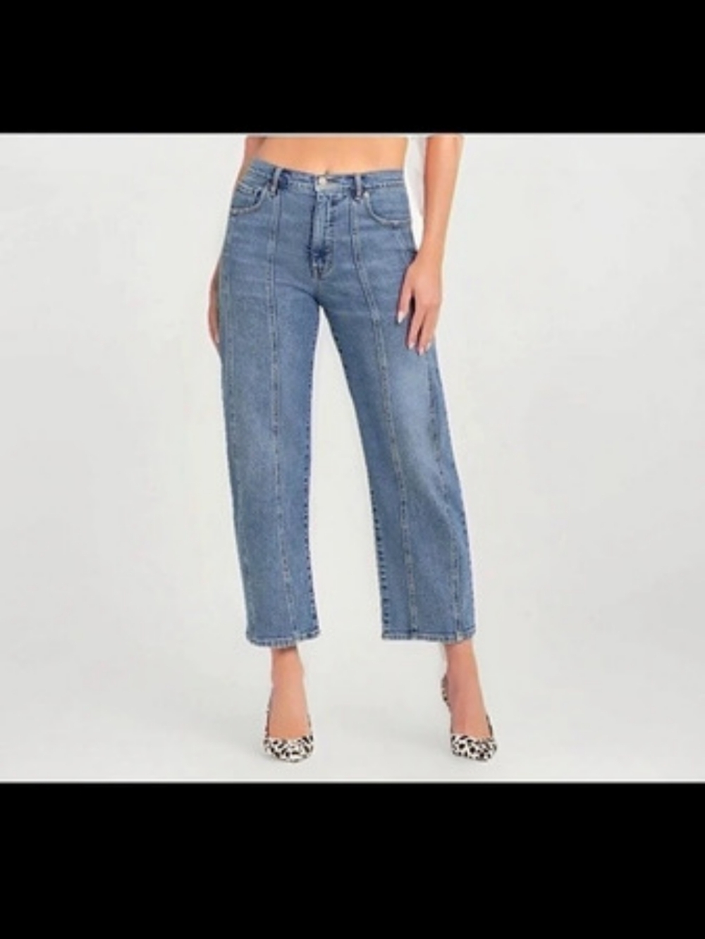 Jessica Simpson Medium Wash Barrel Leg Blue Jeans Sz 8 Hi Rise 5 Pocket Relaxed